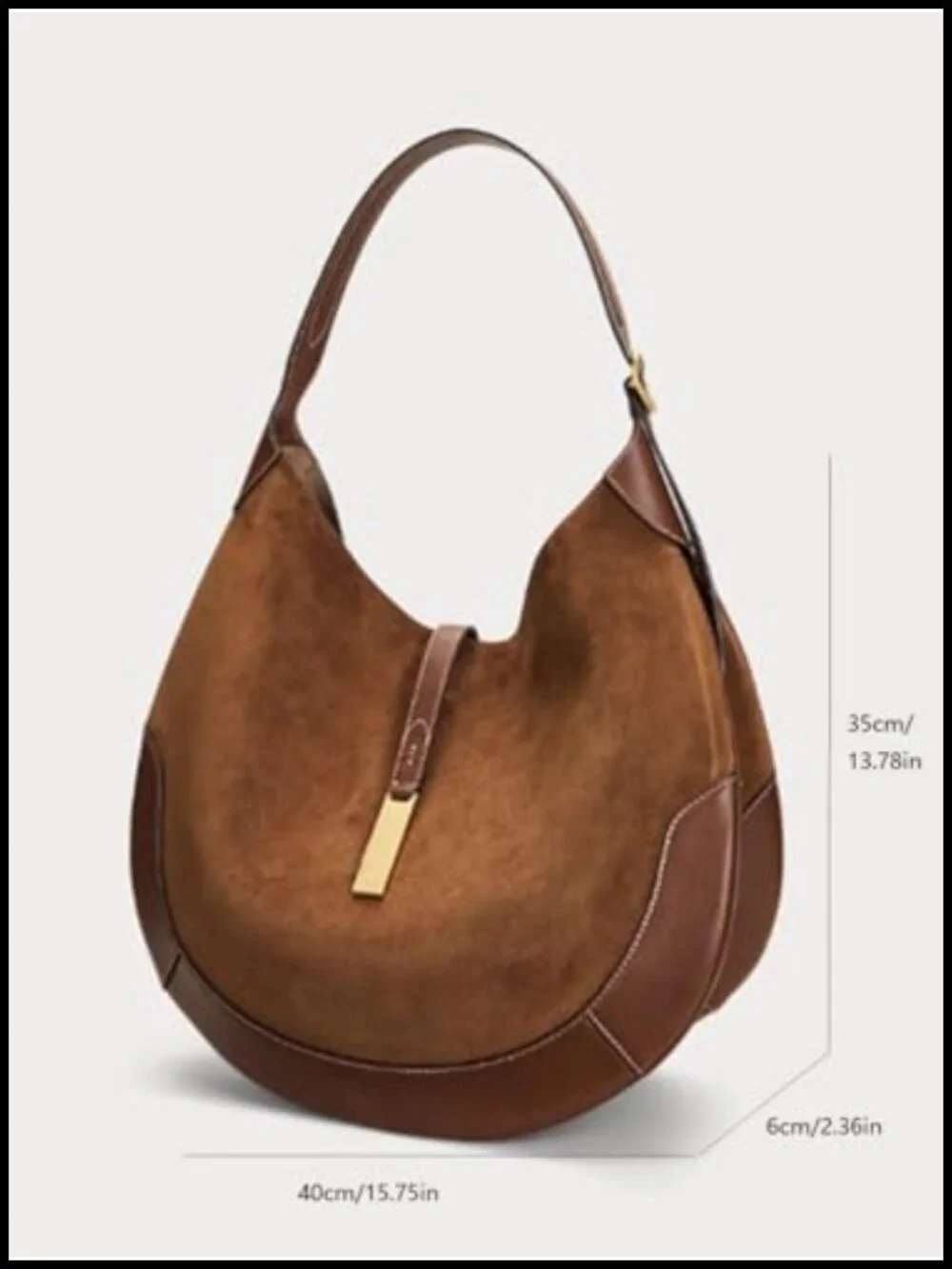Suede & Split Leather Hobo Shoulder Bag Large Capacity Tote